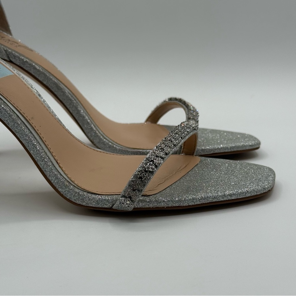 Badgley Mischka Adriane Silver Jeweled Stiletto Sparkle Evening Heel Sandals - Picture 8 of 16